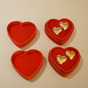 AVON TWO PAIRS OF PRECIOUS HEARTS PIERCED EARRINGS GOLDTONE and SILVERTONE 1987